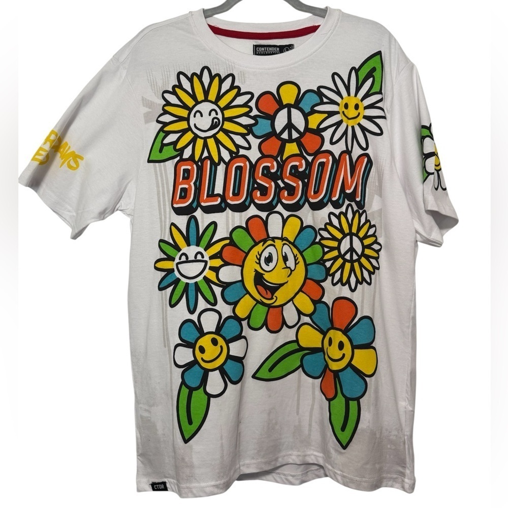Contender Unisex Hip Hop Graphic White T-Shirt Blossom Better Days Ahead Size L